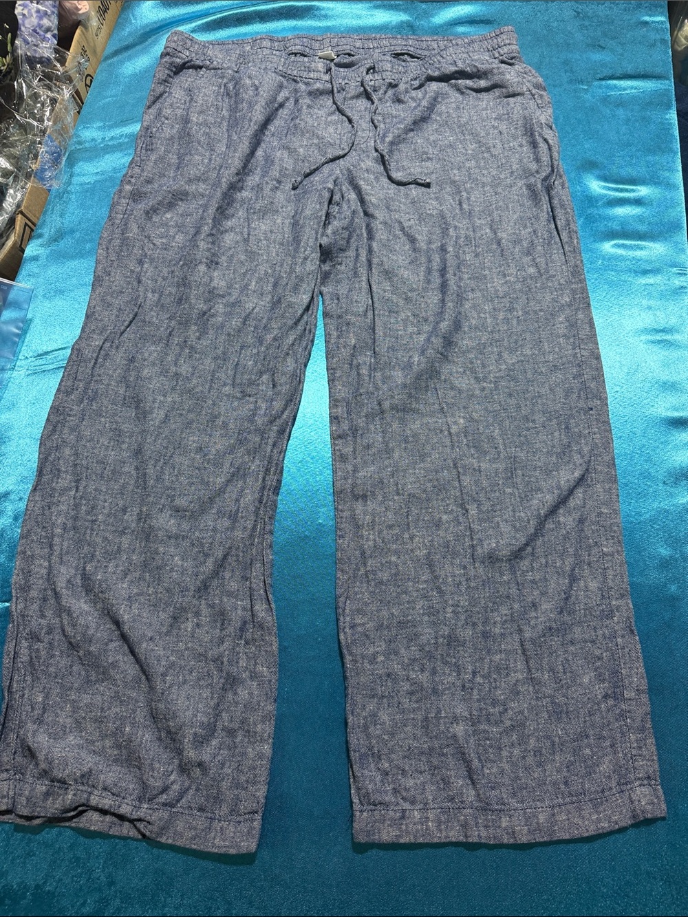 Old Navy Women's Wide-Leg Drawstring Chinos - Blue Heather